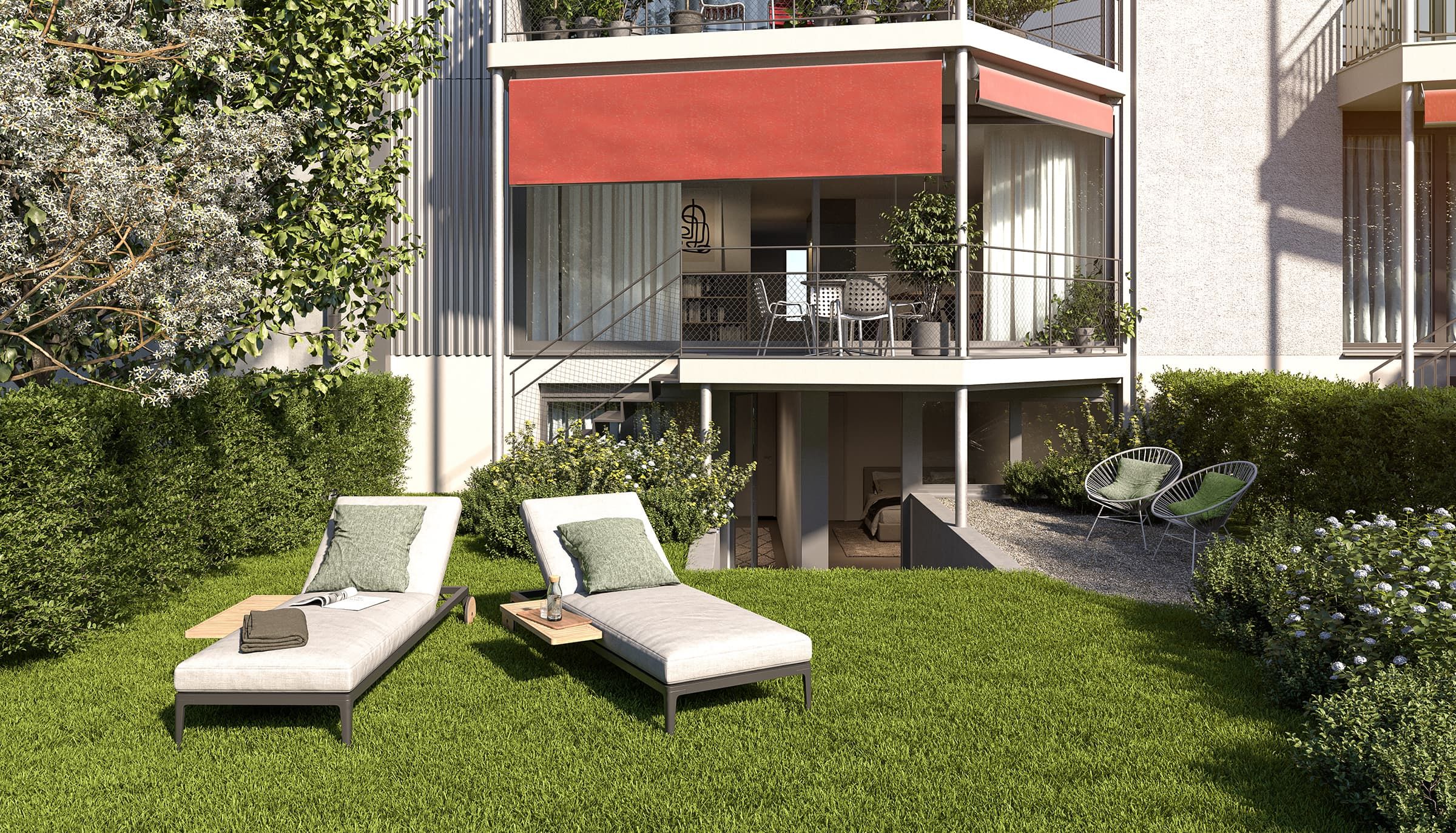 Gartenvisualisierung der Birsstrasse 96 in Basel